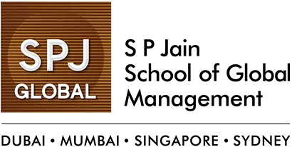 S. P. Jain Institute of Management and Research logo and campus banner