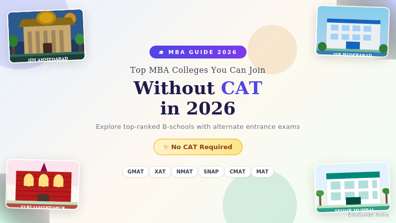  Top MBA Colleges Without CAT Score: Admission 2026 | Fees, Cutoffs & Placements